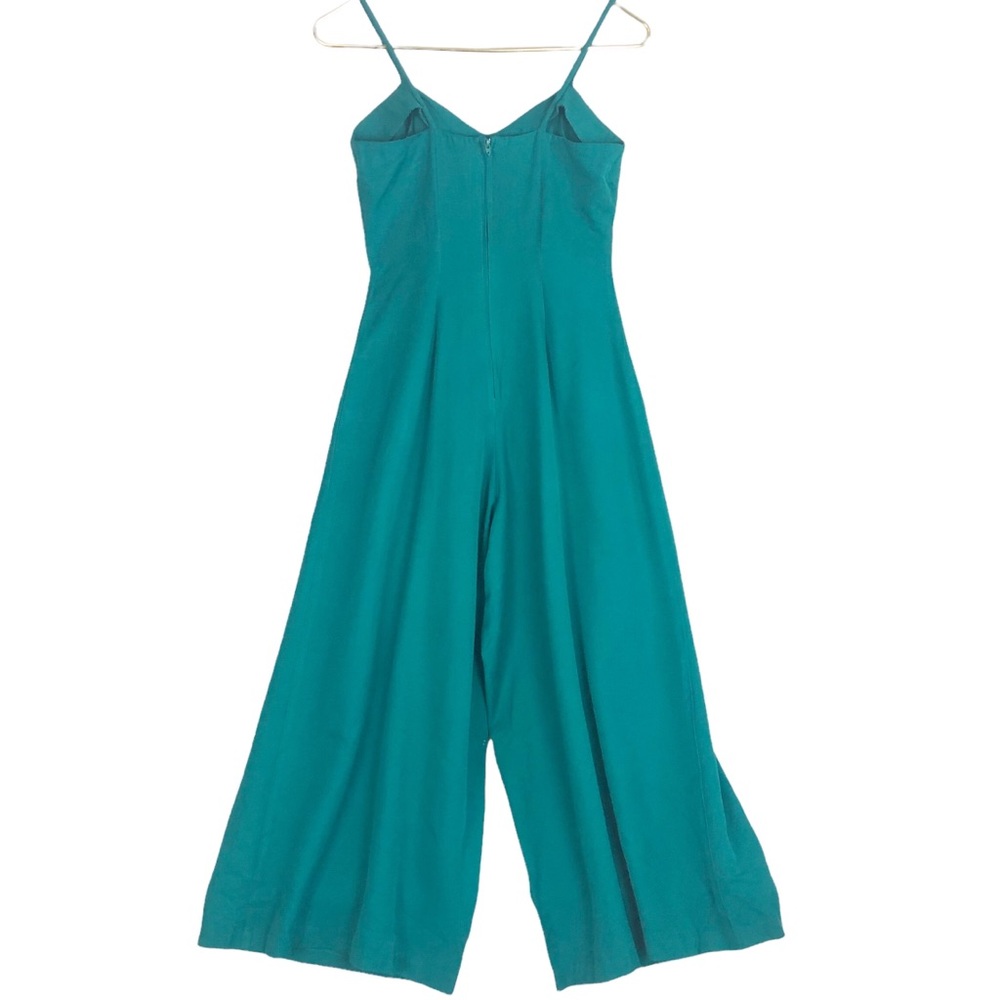 Vintage 90s Rampage Green Teal Wide Leg Cropped Culottes Jumpsuit